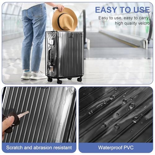Suitcase Protective Cover, Travel Luggage Protective Cover with 1 Luggage Tag, Reusable Clear PVC Suitcase Covers Protectors, Waterproof Scratch Dust Resistant, for Business, Trip, Daily (28 inch) — view 5