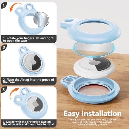 TNSNK for AirTag Holder Keyring, 1 Pack,Light Blue — view 6