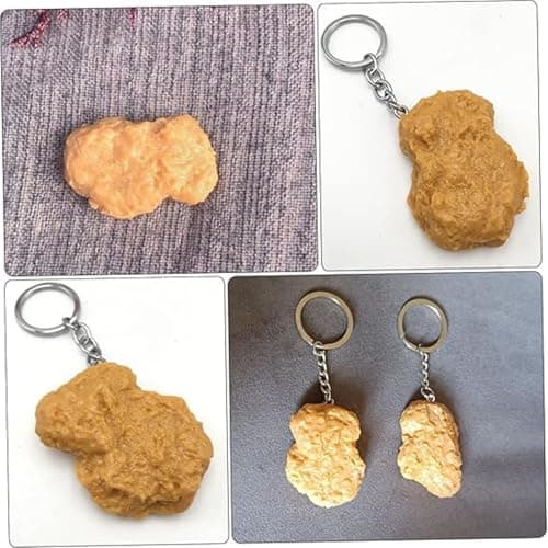 ASREJUR Realistic Chicken Nugget Keyring,Chickens Nuggets Gifts,Funny Gifts Chickens Nugget Keyring Chain,Cute Fried Chicken Nuggets,for Suitcases Handbag Purse Keys Accessories Festival Christmas — view 4