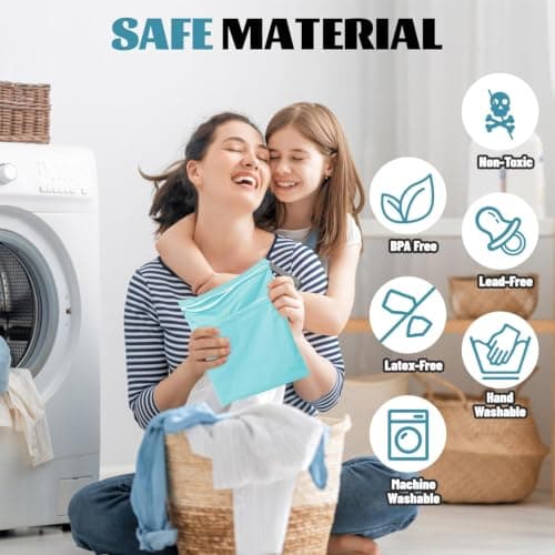Yoolly 2 Packs Wet Bag, Waterproof Wet Dry Bags, Reusable Washable Cloth Diaper Bags, Nappy Bag with Double Zipper Pockets for Baby Items Swimming Camping Travel Beach Pool Bag (Blue+Purple) — view 5