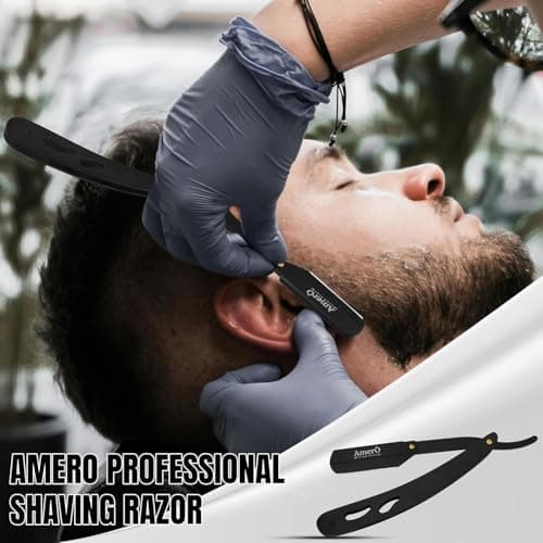 Professional Barber Kit with Leather Pouch – Includes Straight Razor, Hair Comb, 5.5" Barber Scissors & Thinning Razor – Portable Grooming Set for Haircutting, Styling & Shaving — view 5