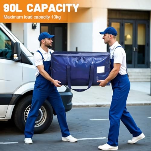 3 Pack 90L Moving Bag Moving Box with Lid, College Dorm Storage Bag, Blue — view 5
