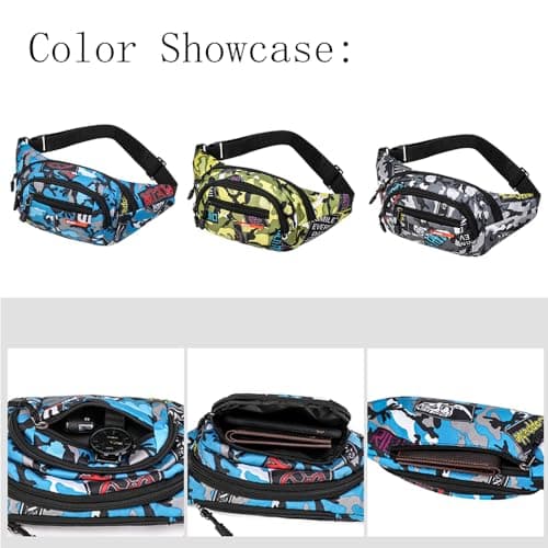 Bum Bag,Camo Bumbag Camouflage Belt Bag Waist Bag Fanny Pack Fabric Nylon Money Belt for Men Boys Running Hiking Travel Sports 13.65 * 4.68 Inch Grey — view 6
