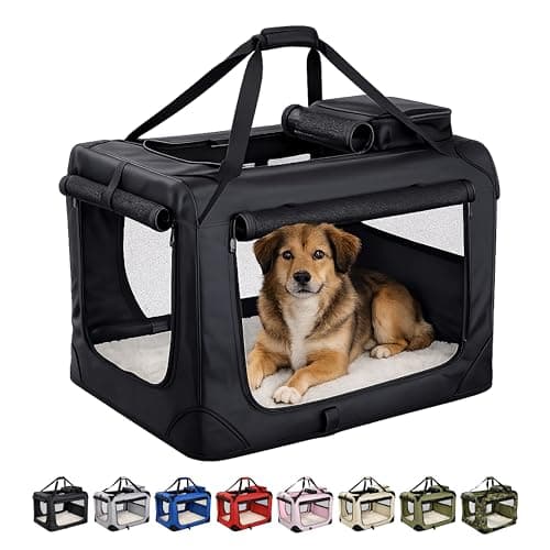 Floofy Friends Soft-Sided Dog Travel Crate - Foldable, Breathable Pet Carrier for Small Dogs & Cats, Ideal for Car Travel & Home Use
