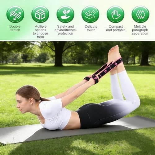Resistance Bands Set, 3 Pack Yoga Stretch Straps with 8 Numbered Loops & Handles, Non-Slip Elastic Bands for Pilates, Yoga, Fitness, Home Gym, Women & Men(Red+Black+Blue) — view 6