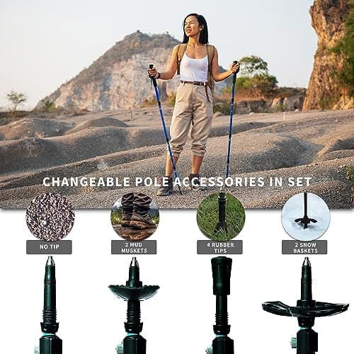 SOKANA Walking Poles 2 Pack Folding Walking Sticks for Men and Women | Lightweight Trekking Poles with Quick Lock System for Hiking Climbing Camping - Red — view 6