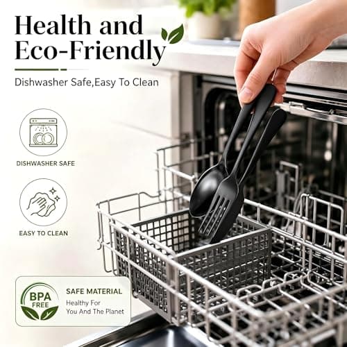 3 Pack Portable Cutlerys Set with Case – Stainless Steel Fork Knife Spoon for Lunch Box Camping Office, Reusable Portable Utensil Kit, Dishwasher Safe Black — view 3