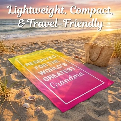 Ethisa Grandma Beach Towel - Best Grandma Ever Summer Gift for New Grandmothers - Travel Friendly Grandma Birthday Gift from Granddaughter or Grandson - Mother's Day Pool Gift - 60"x30" — view 5