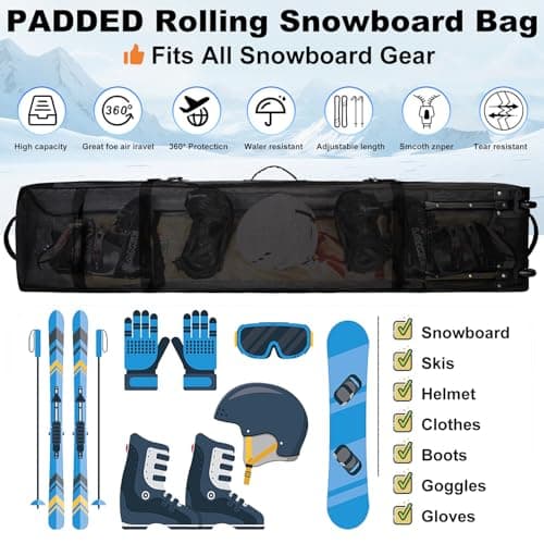 MERALIAN Snowboard Bag with Wheels,Padded Snowboard Bags for Air Travel — view 2