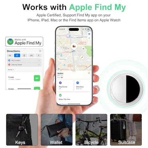 Bnlei Air Tracker Tag Works with Apple Find My (iOS Only) Includes Replaceable Battery, Bluetooth Smart Item Locator Key Finder for Keys, Luggage, Wallet, Car, Bicycle (1-Pack-White) — view 2