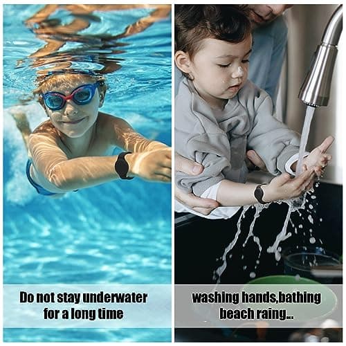 NQEUEPN Kids Wristband for Airtag, Waterproof Silicone Bracelet for kids Adjustable Soft Watch Band for airtag for Toddler Child GPS Tracking Tagging(Black) — view 5