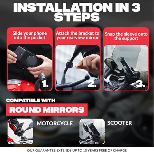 Shapeheart Phone Holder for Motorbike Mirror & Detachable Magnetic Pouch — view 4