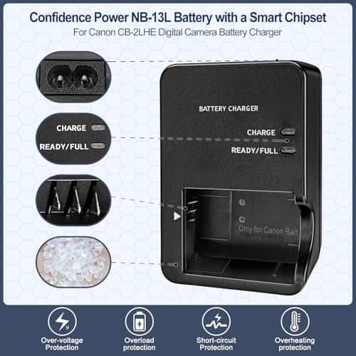 CB-2LHE NB-13L Battery Charger for Canon - G7X SX740 HS SX620 HS Camera — view 3