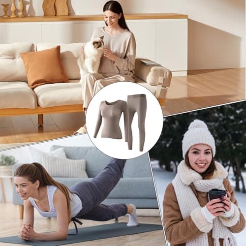 Thermal Underwear for Women Soft Elastic Warm Base Layer Clothing Gray — view 4