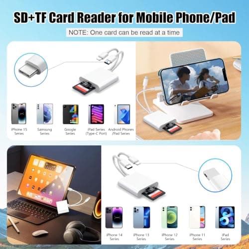La Brodée SD Card Reader for iPhone iPad, Lightning+USB C Camera Adapter — view 2