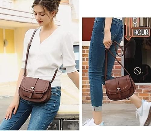 AFKOMST Women’s Crossbody Bag, Small Faux Leather Shoulder Bag for Women, Vintage Saddle Handbag with Adjustable Strap, Ladies Cross Body Bag for Everyday Use — view 2