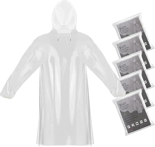 5 Pack Rain Poncho for Adults Waterproof Emergency Raincoats