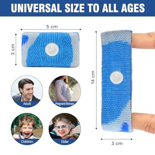 Hionfurt Travel Sickness Bands for Adults and Kids Anti Motion Sickness Wristbands for Car and Sea Sickness Anti Nausea and Pregnancy Morning Sickness Relief Wristbands - 2 Pairs Camo Blue, Camo Blue — view 4