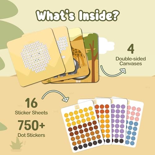 Binca Dotties Dot Art Activity Kit, 750+ Stickers, Wild Animals Mess-Free Activities, DIY Dot Sticker Art for Toddlers, Kids Travel Activities, Craft Kits & Gifts for Boys & Girls Ages 4,5,6,7 — view 2