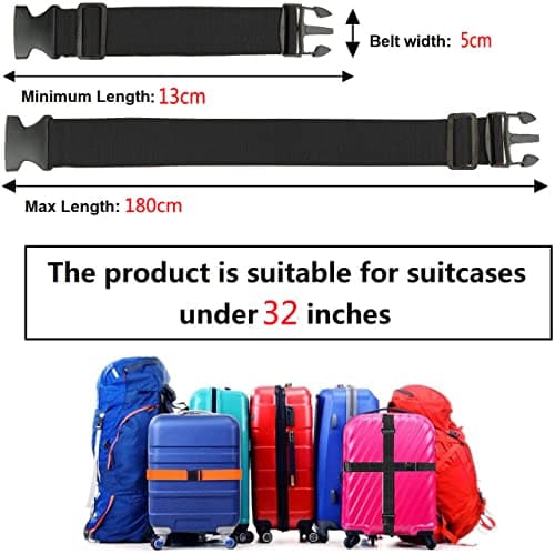 2 Pack Luggage Straps Set Adjustable Suitcase Belts Luggage Tags Travel Suitcase Tags With Name ID Card for Luggage Suitcase Travel Accessories (red) — view 5