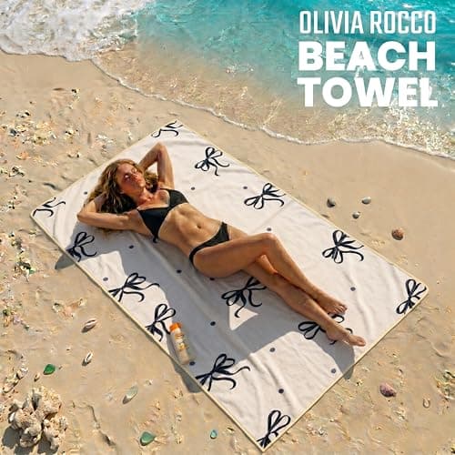 Olivia Rocco Beach Towels Extra Large Super Soft Quick Dry Sand Resistant Travel Pool Towel Lightweight Summer Holiday, Bows — view 6