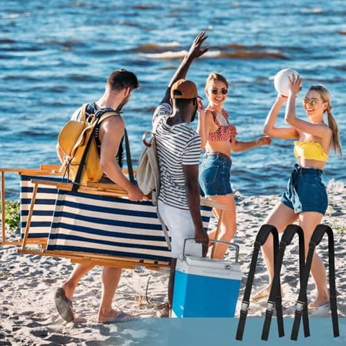 XMTStartrading 2Pcs Portable Beach Chair Carry Strap Soft Touch Universal Handbag Strap Foldable Beach Chair Backpack for Picnics Outdoor Camping Sitting — view 6