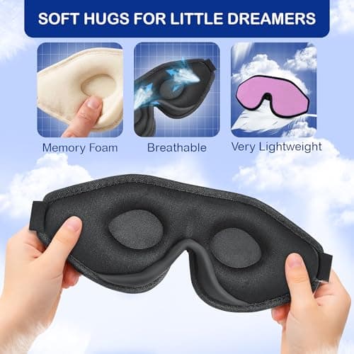 3D Sleep Mask for Kids, Light Block Sleeping Blindfold Memory Foam Contoured Eye Mask for Sleep, Adjustable Strap Eye Cover and Travel Sleep Mask for Boys Girls Pink — view 2