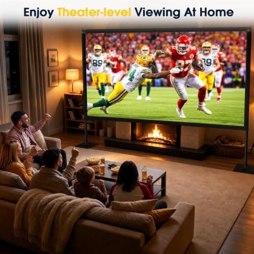 CPLIRIS Projector Screen with Stand, 120 Inch Solid Metal Screwlock Frame 16:9 4K HD Wrinkle-Free Projection Screen, Front & Rear Projection, Portable for Home Theater, Backyard Moive Night — view 5