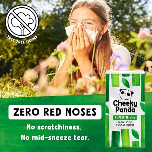 The Cheeky Panda Bamboo Pocket Tissues, 8 Pack of 10 Hypoallergenic Tissues, Ultra Soft, 3-Ply, White, Travel Size — view 3