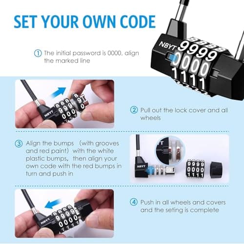 [Upgraded] Brifit Combination Padlocks, Long Safety Lock with 4 Digit Code, Cabinet Door Handle Padlock, Long Shackle Small Handheld Outdoor Waterproof Lock, Luggage Cable Locks for Travel Bag Bike — view 5