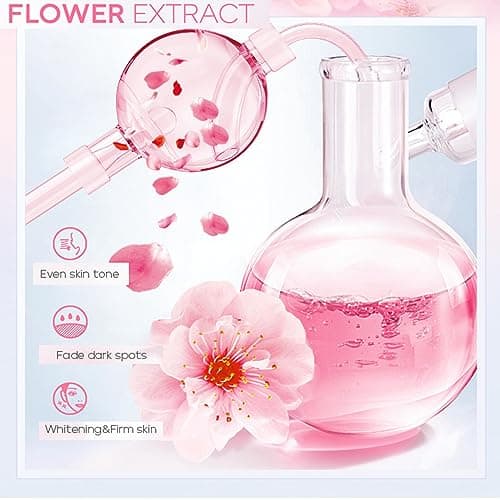 Japan Sakura kin Care Sets & Kits 8PCS-Facial Kit with Cleanser, Toner, Serum,Eye Cream,Face Moisturizer,Face Brush&Hair Clips - Hydrating Travel Beauty Gift Set for Women Teen Girls Mom (Sakura-8PCS) — view 3