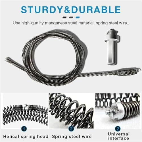 Spring Sewer Dredging Tool, Clog Remover Snake Drain with Drill Adapter, Spring Pipe Dredging Tools Drain Hose Cleaner Sticks Cleaner, for Kitchen Sink Bathroom Tub Toilet Clogged (3m) — view 3