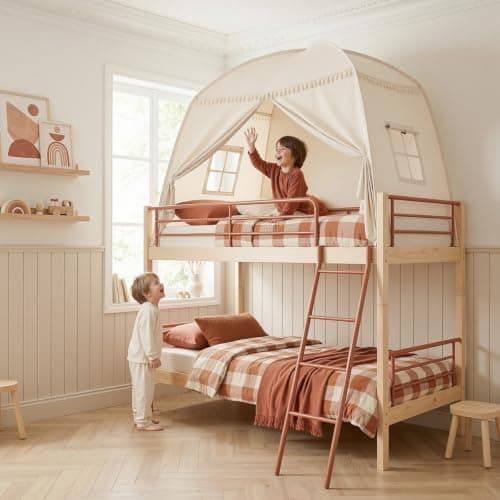 Kids Bed Tent Indoor: Children's Play Tents Large -Canopy Bed Toddler Double Single for Boys & Girls - Baby Floor Playhouse Inside Sleeping for Playroom Gift Toys (Cream) — view 2