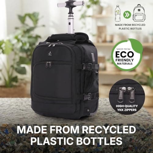 Aerolite Premium 40x30x20 Ryanair & Wizz Air 2 Wheel Trolley Backpack Bag — view 4