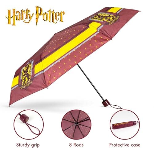 BONNYCO Umbrella Windproof Strong of Harry Potter. Maroon Umbrella Compact with Reinforced Structure, Folding Brolly for Bag, Backpack or Travel. Mini Pocket Brolly, Original Gifts for Men Women — view 4