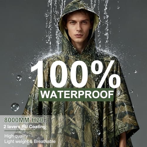 Waterproof Poncho Adult, Rain Poncho for Camping Fishing Hunting Festival — view 3