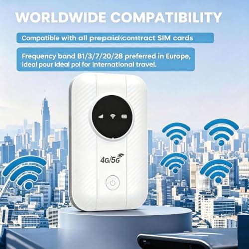 5G Mobile Hotspot Portable WiFi 6 Router, with Nano SIM Slot, Pocket Travel Mobile WiFi Router Broadband Supports 25 Devices, for caravan, Camping Road Trips Business Outdoor — view 3