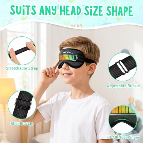 2 Pack Boys Sleep Mask, Blackout Silk Eye Mask for Sleeping with Adjustable Strap, Kids Sleep Mask for Home & Travel (Black & Green Game Console) — view 2