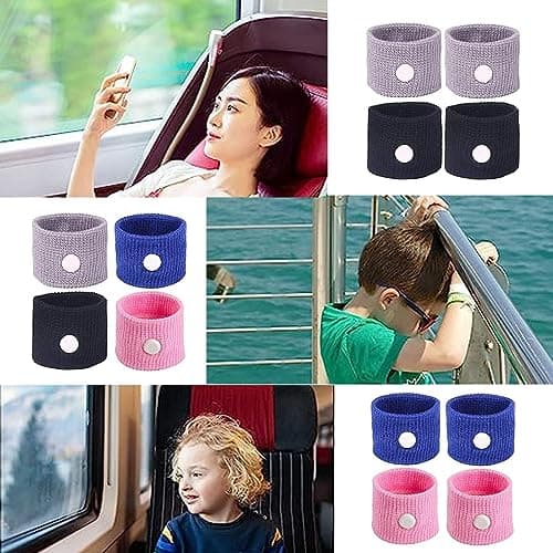 8Pcs Motion Travel Sickness Bands,Motion Sickness Bands,Travel Sickness Relief Wristbands Anti-Nausea Acupressure Wristband Dizziness Pregnant for Car Travel Sea Morning Sickness. — view 6