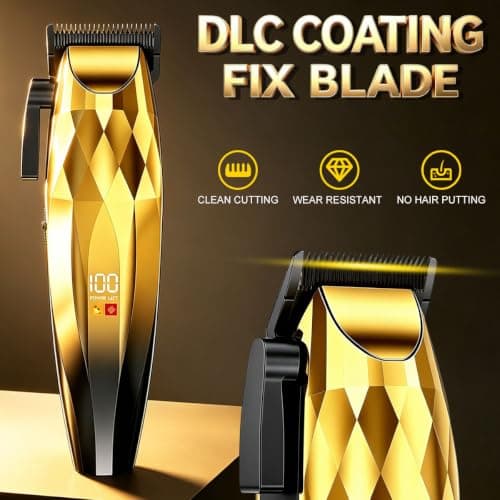 Hair Clippers Men 7500RPM Cordless Barber Clippers Hair Trimmers Set (Gold) — view 3