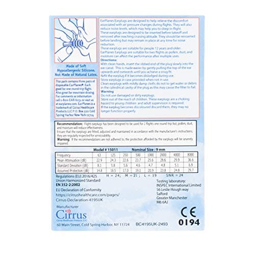 EarPlanes Original Earplugs for Children/Smaller Ears, Pressure Filtering Protection for Airplane Travel (1 Pair) — view 2