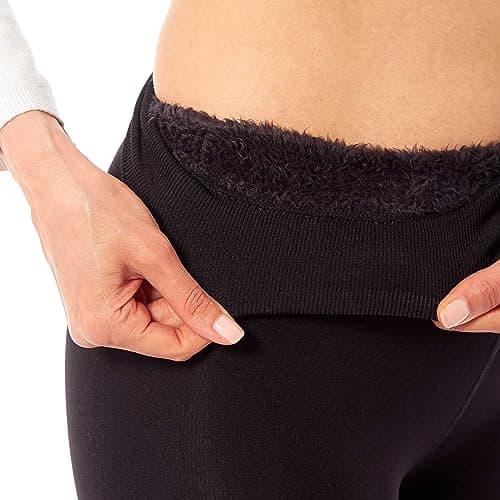 Heatwave Pack of 2 Women's Leggings Velvet Plush Thermal Fleece Lined High Waist Stretchy Comfortable Cosy Soft Feel All Day Comfort Winter, L/XL Black — view 5