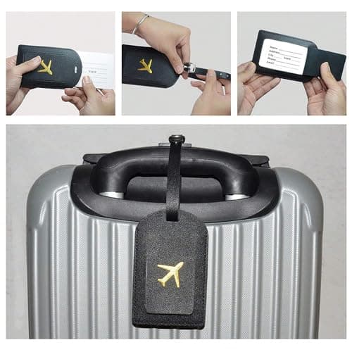 Aieino 2 Pack Luggage Tags with Name Address ID Card Secure Suitcase Labels — view 2