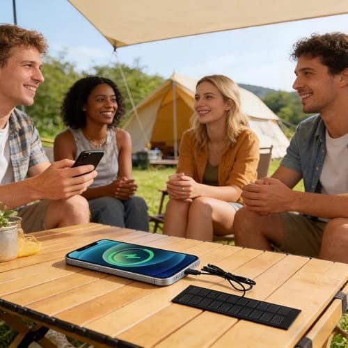 Portable Solar Charger - Foldable Electronic Charging Panel System, Durable Outdoor Power Supply Accessory | Sustainable Mobile Energy Source For Security Camera Backpacking Fishing Picnics Car Travel — view 5