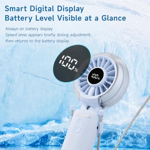 Qumox Handheld Foldable Mist Fan, Portable Rechargeable USB Mini Fan, Blue — view 2