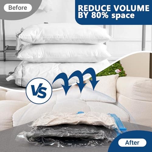 Vacuum Storage Bags - (5 x Large, 5 x Small) Space Saver Sealer Compression Bags, Reusable Vacuum Bags for Storage Clothes, Bedding, Pillows, Travel — view 4