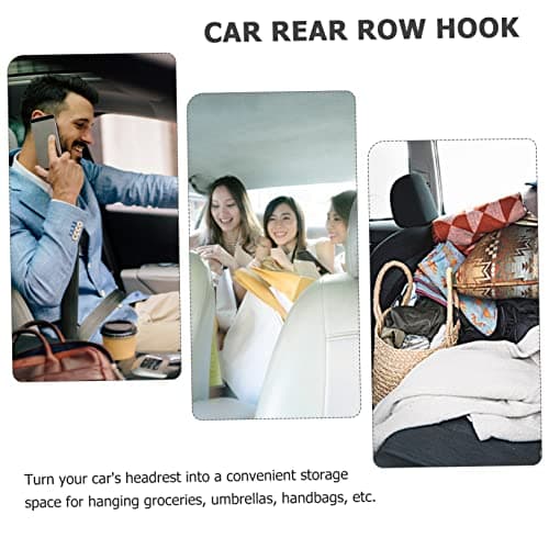 JECOMPRIS 4pcs Car Seat Back Storage Hooks, Stainless Steel with Diamond Detail, Space-saving Headrest Hangers for Handbags and Groceries, Silver — view 6