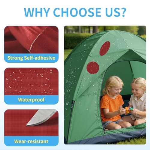 Skystuff 24PCS Self-Adhesive Nylon Repair Patches for Tent, Down Jacket, Clothing & Puffer Coat - Heavy Duty Waterproof Fabric Tape Repair Kit for Outdoor Gear, Sleeping Bag, Backpack, Dark Red — view 3
