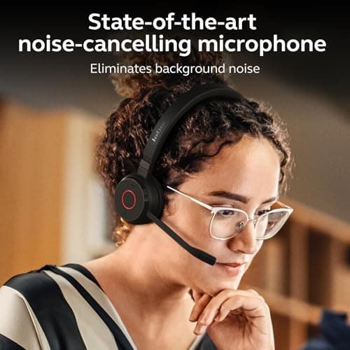 Jabra Evolve 65 TE (3rd Edition 2025) Wireless Bluetooth Stereo Headset with Mic, Connect to Two Devices, 16h Battery, Noise-Cancelling Microphone, USB-A Adapter, MS Teams Certified, Black — view 4