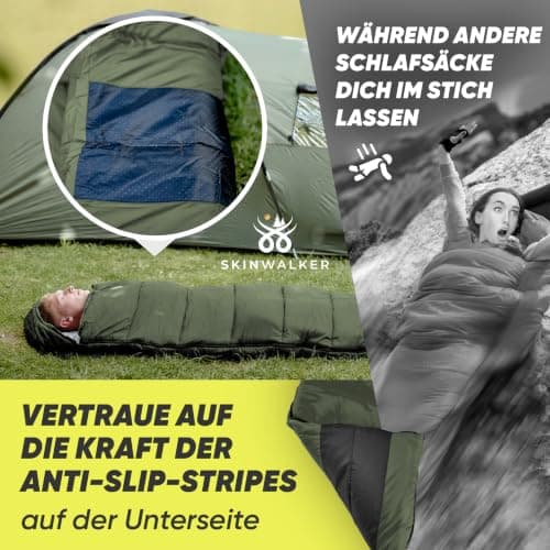 SkinWalker Adult Sleeping Bag with Non-Slip Strips, Small Pack Size [300 GSM] 3-4 Seasons Blanket Sleeping Bag, Sleeping Bags for Camping, Outdoor & Festivals — view 2
